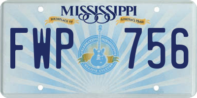 MS license plate FWP756