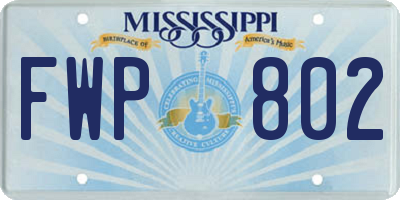 MS license plate FWP802