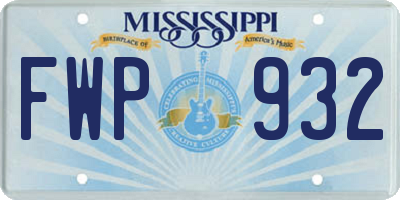 MS license plate FWP932