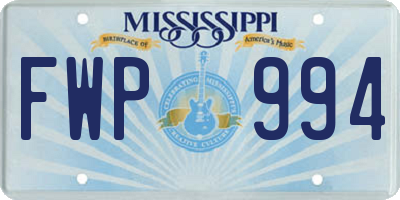 MS license plate FWP994