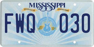 MS license plate FWQ030