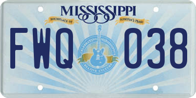 MS license plate FWQ038