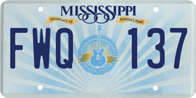 MS license plate FWQ137