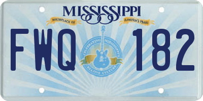 MS license plate FWQ182