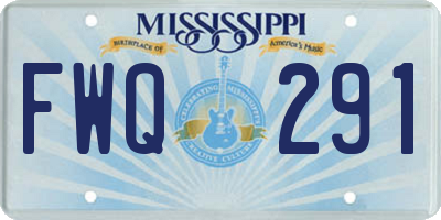 MS license plate FWQ291