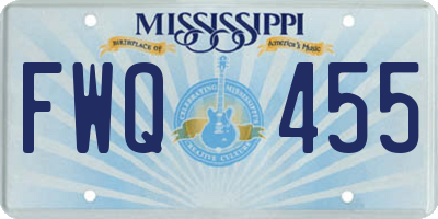 MS license plate FWQ455