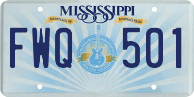 MS license plate FWQ501