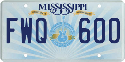MS license plate FWQ600