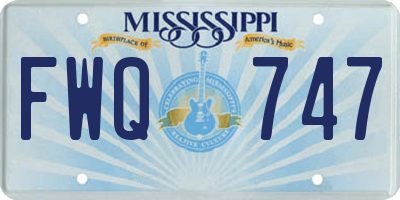 MS license plate FWQ747