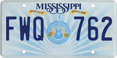 MS license plate FWQ762
