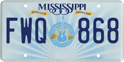 MS license plate FWQ868