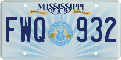 MS license plate FWQ932