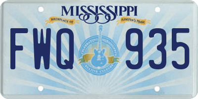 MS license plate FWQ935