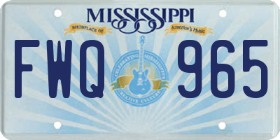 MS license plate FWQ965