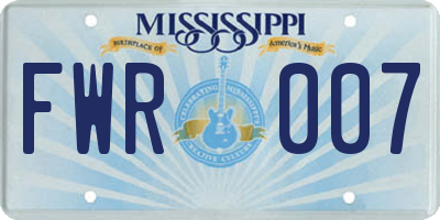 MS license plate FWR007