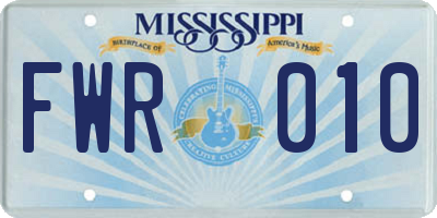 MS license plate FWR010