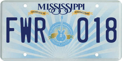 MS license plate FWR018