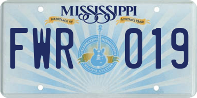 MS license plate FWR019
