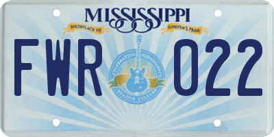 MS license plate FWR022