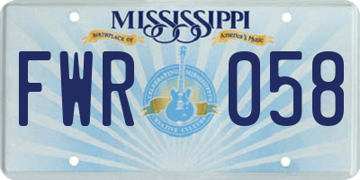 MS license plate FWR058