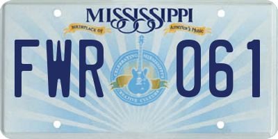 MS license plate FWR061