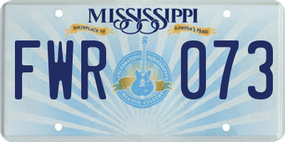 MS license plate FWR073