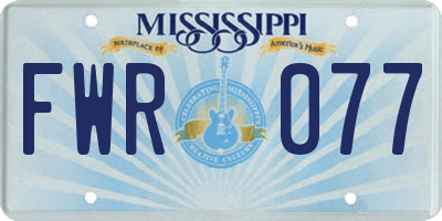 MS license plate FWR077