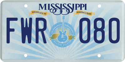 MS license plate FWR080