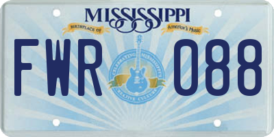 MS license plate FWR088