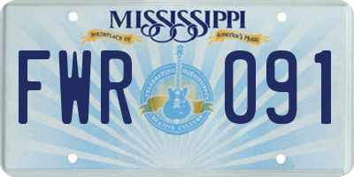 MS license plate FWR091