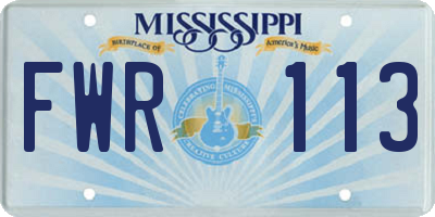 MS license plate FWR113