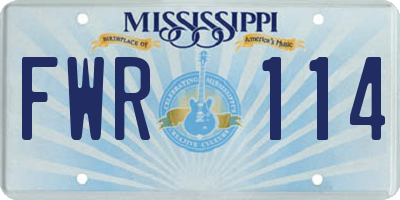 MS license plate FWR114