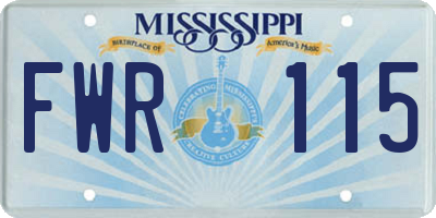 MS license plate FWR115