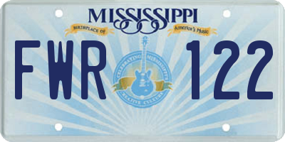 MS license plate FWR122
