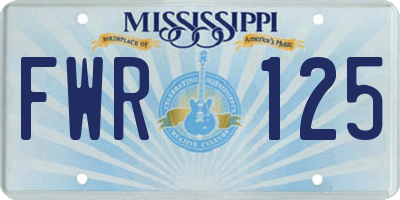 MS license plate FWR125
