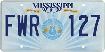 MS license plate FWR127