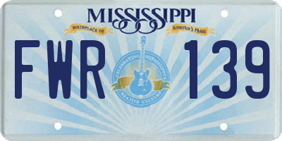 MS license plate FWR139