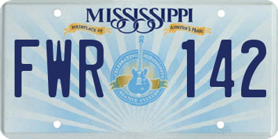 MS license plate FWR142
