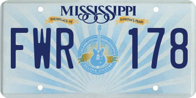 MS license plate FWR178
