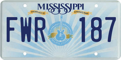 MS license plate FWR187