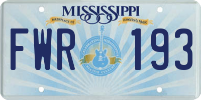 MS license plate FWR193