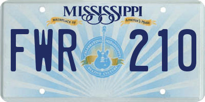 MS license plate FWR210