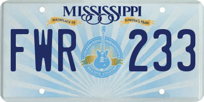 MS license plate FWR233