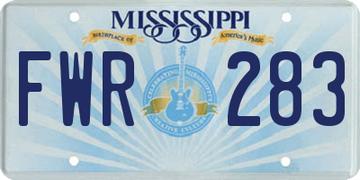 MS license plate FWR283