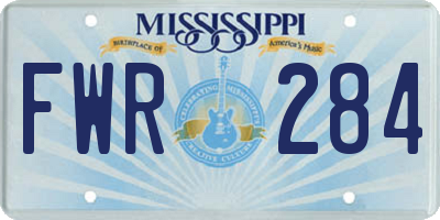 MS license plate FWR284