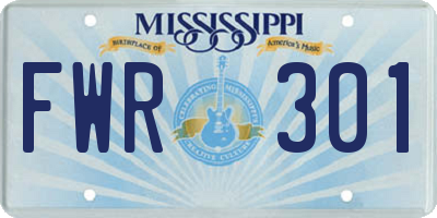 MS license plate FWR301