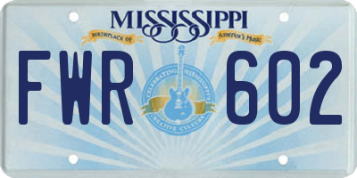 MS license plate FWR602