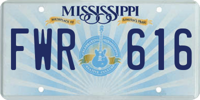 MS license plate FWR616