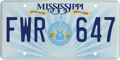 MS license plate FWR647