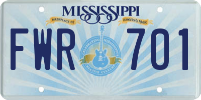MS license plate FWR701